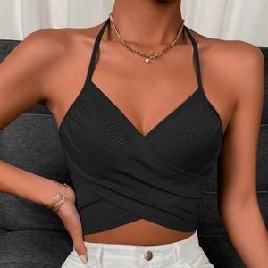 black cropped top